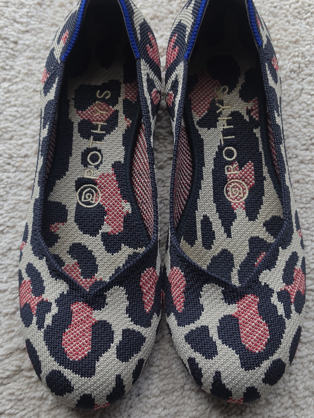 Rothy's Women's Knit Leopard Ballet Flats - Navy & Pink